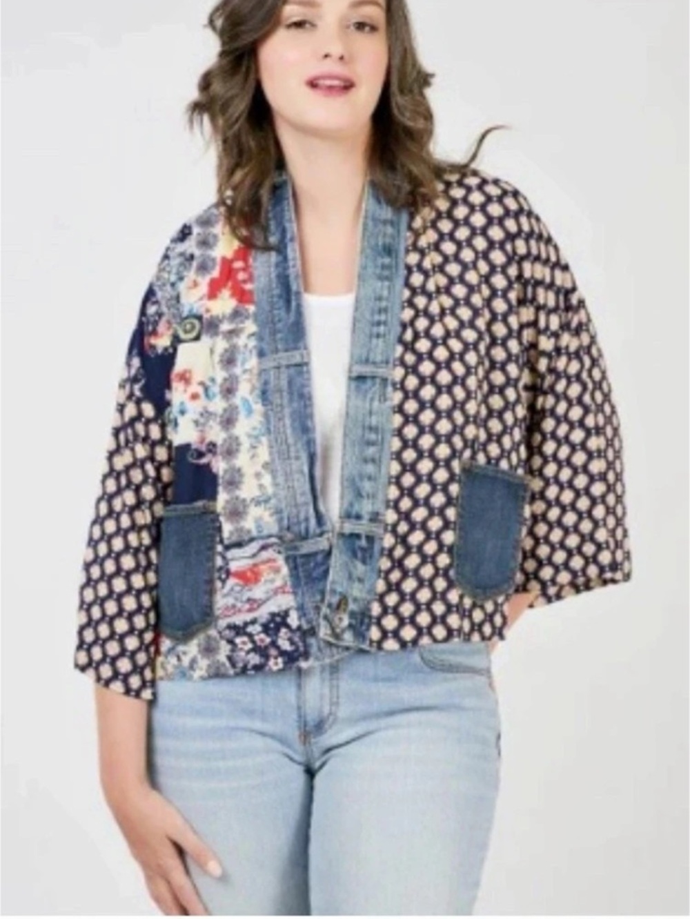 Shannon Passero Karol Cardigan Patchwork Jacket Blue & Black
